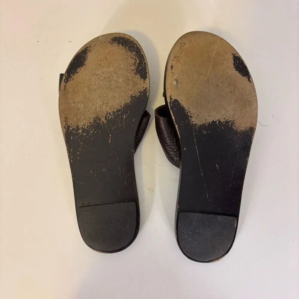 Bottega Veneta Brown Leather Double Strap Sandals 37 = 7 - Picture 6 of 7